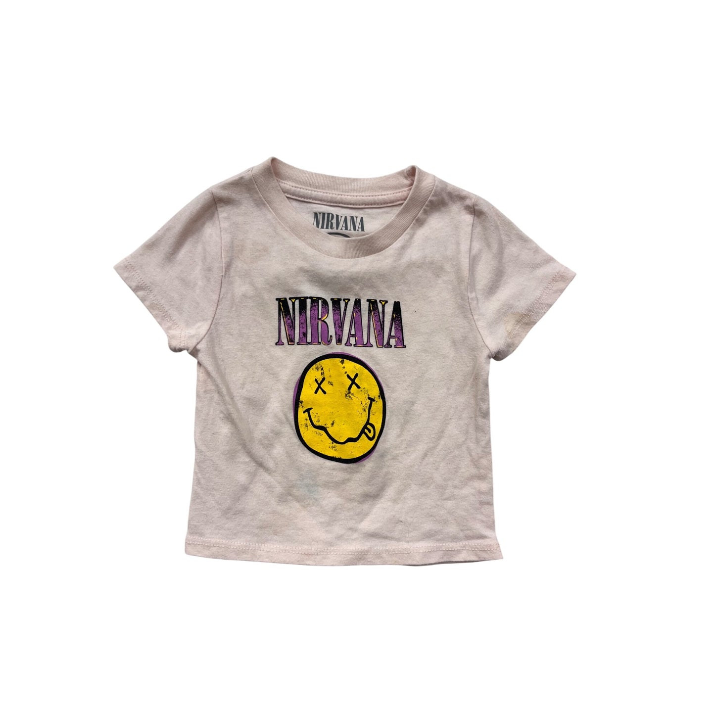 Nirvana Baby Tee 18M Pink With Smiley Face Graphic #8116