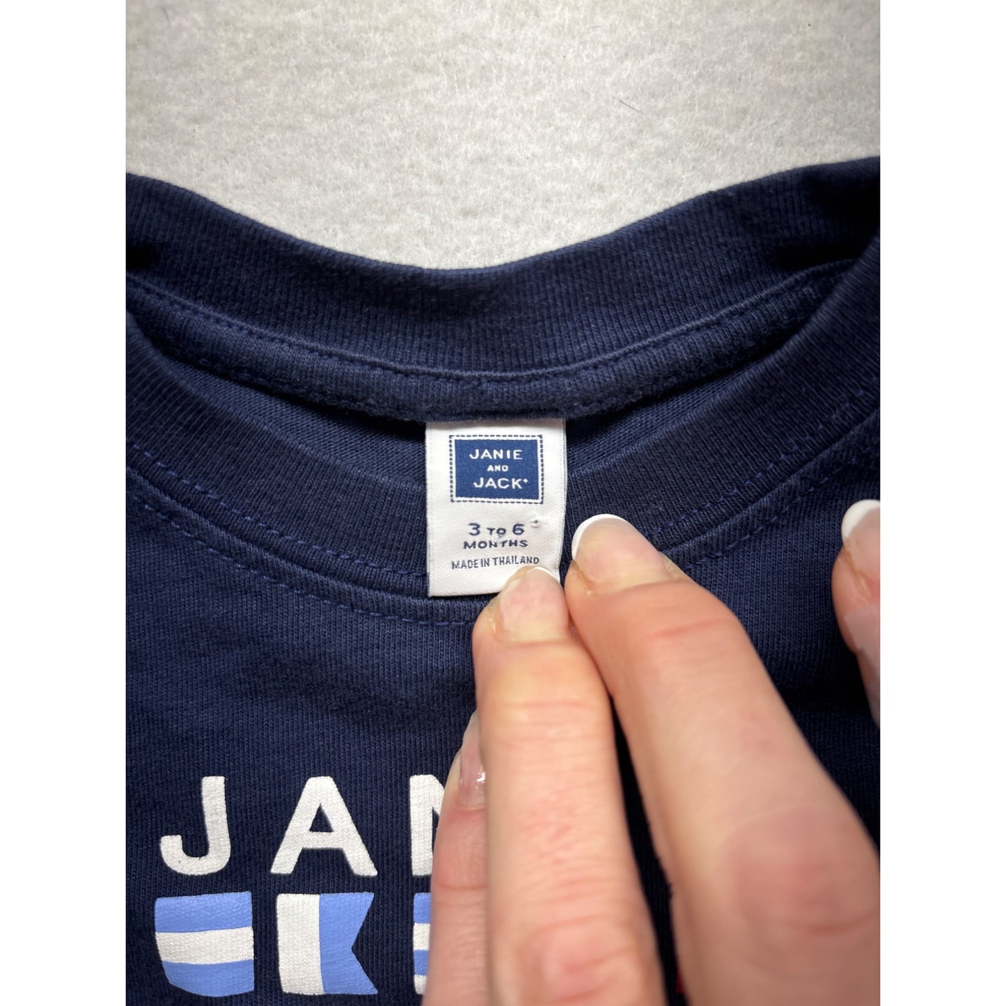 Janie & Jack Infant T-Shirt 3-6 Months Navy Blue 100% Cotton Nautical Flags Design #6380