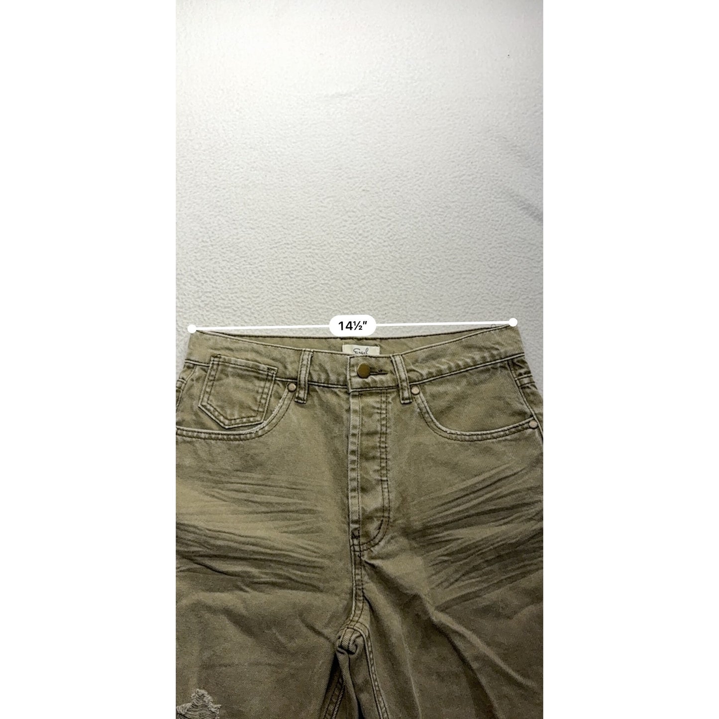 *NWT* Easel Womens Distressed Olive Green Denim Shorts #7442