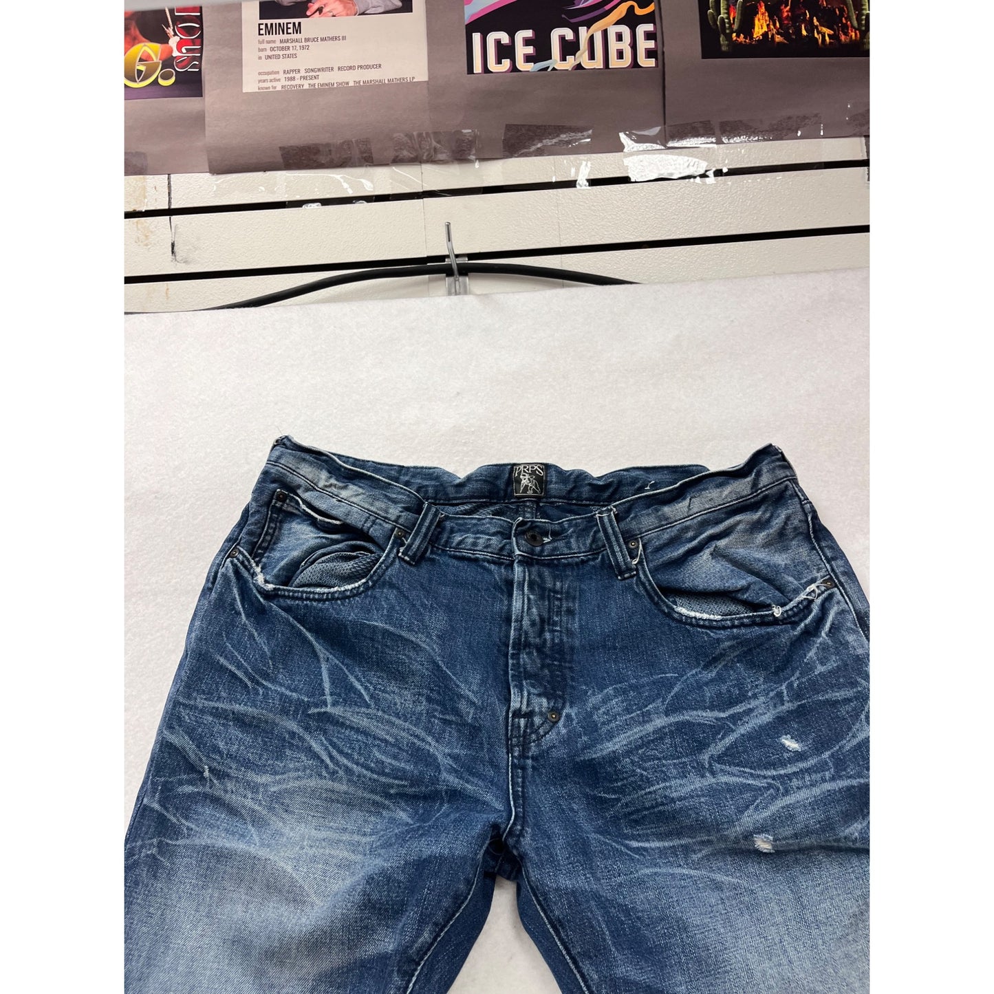 PRPS Distressed Straight Leg Jeans Size 38 Blue Denim #789A