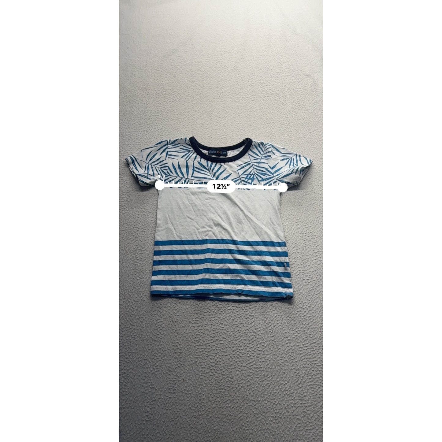 Sophie & Sam Boys Cotton Palm Leaf & Stripe T-Shirt S #9098