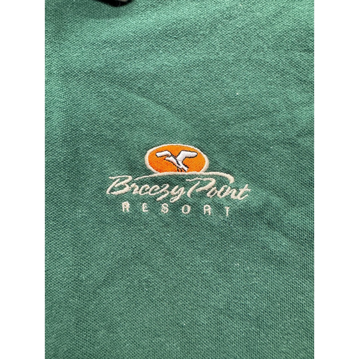 VTG PT Sports Wear Green Polo Shirt Breezy Point Resort Logo XL Cotton #9081