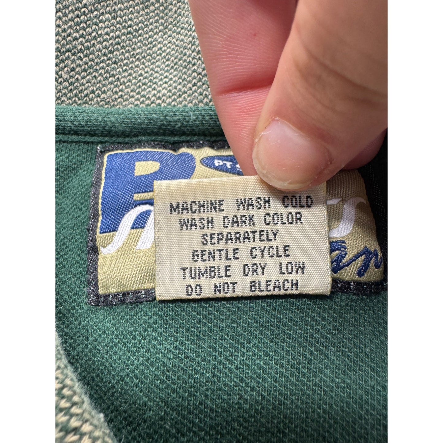 VTG PT Sports Wear Green Polo Shirt Breezy Point Resort Logo XL Cotton #9081