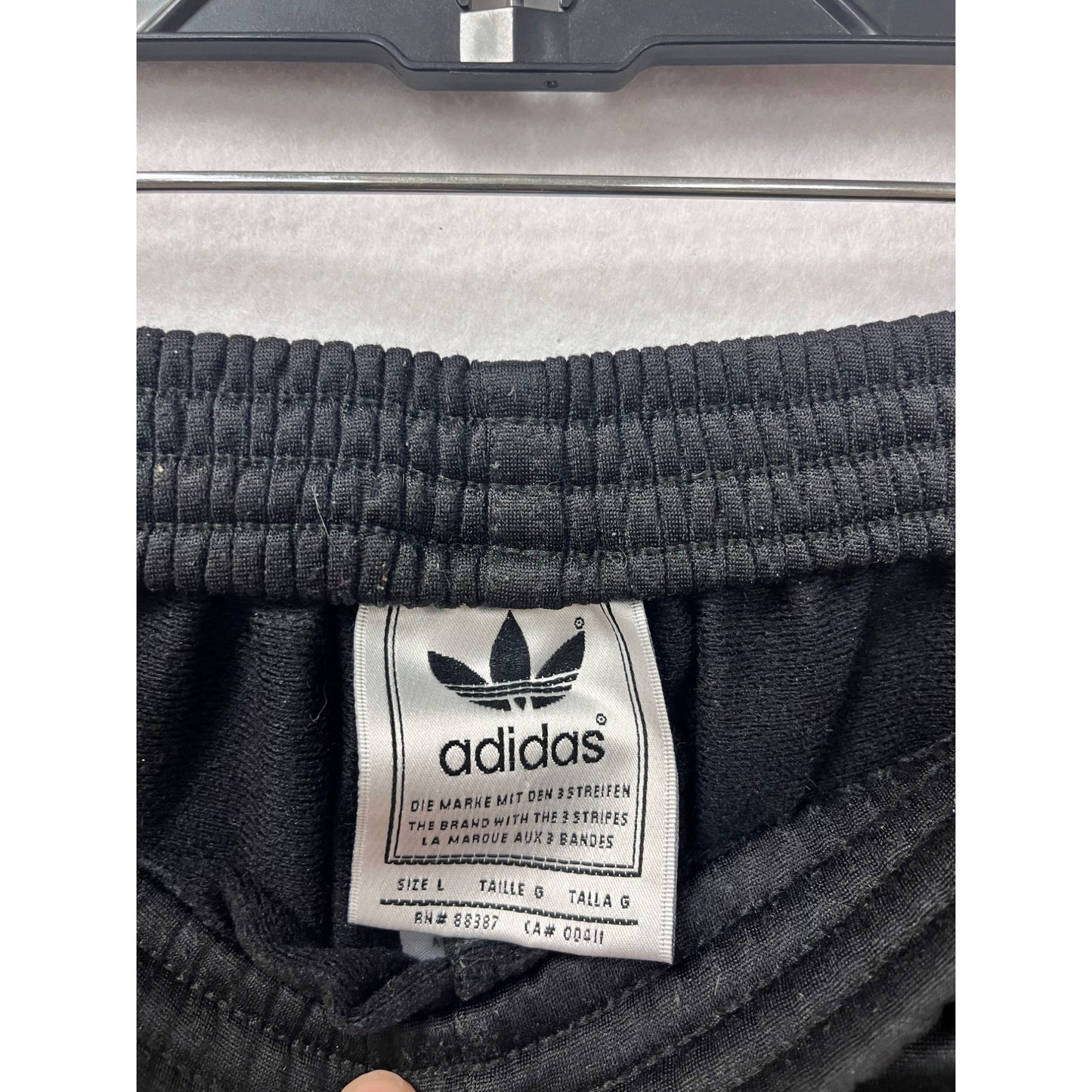 Vintage Adidas Mens Black Snap Button Track Pants With Gold Logo & Side Snaps #6609