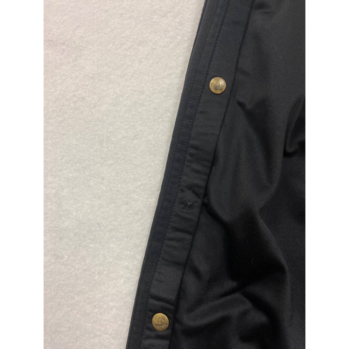 Vintage Adidas Mens Black Snap Button Track Pants With Gold Logo & Side Snaps #6609