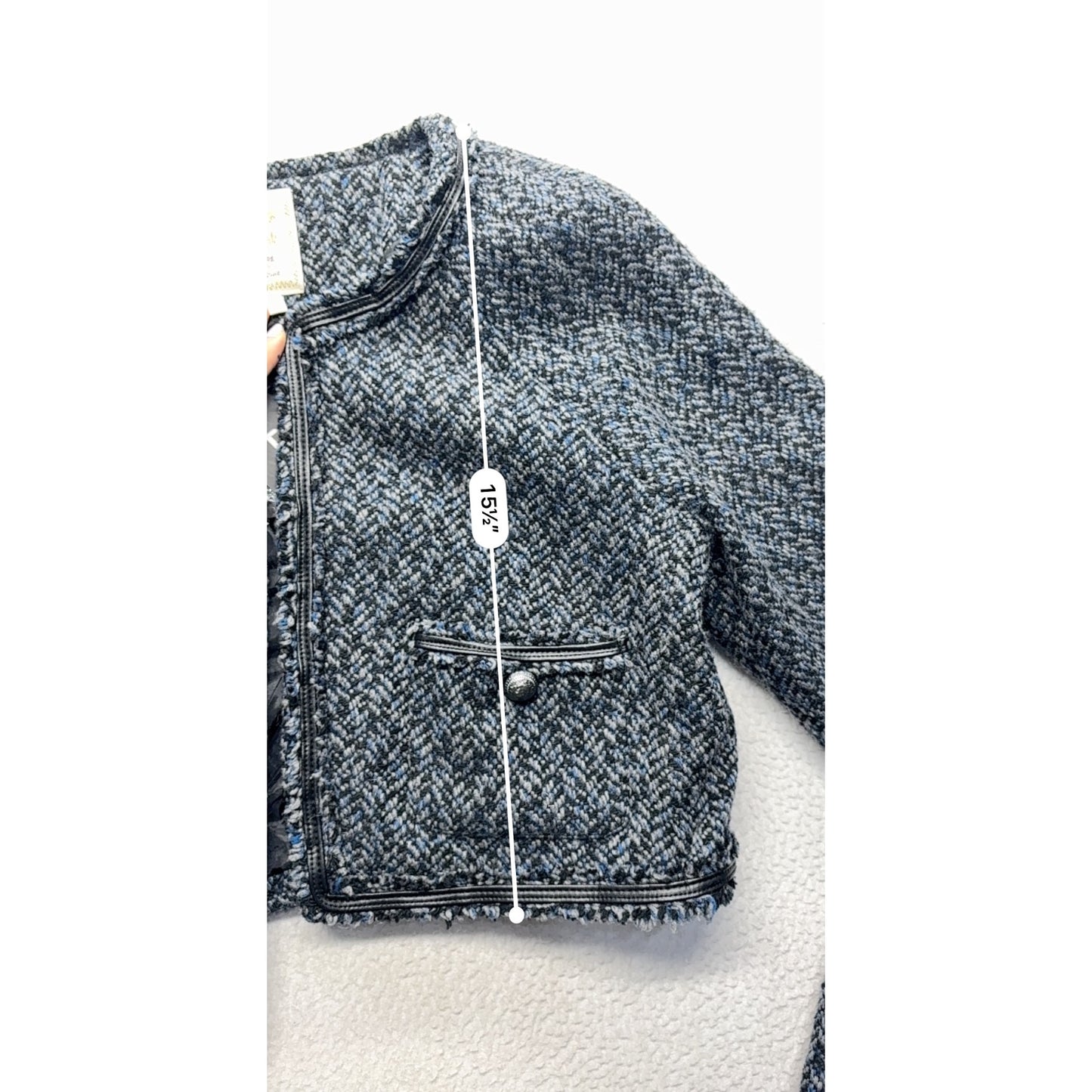 Stylebook Womens Wool blend Cropped Tweed Button Blazer #7692