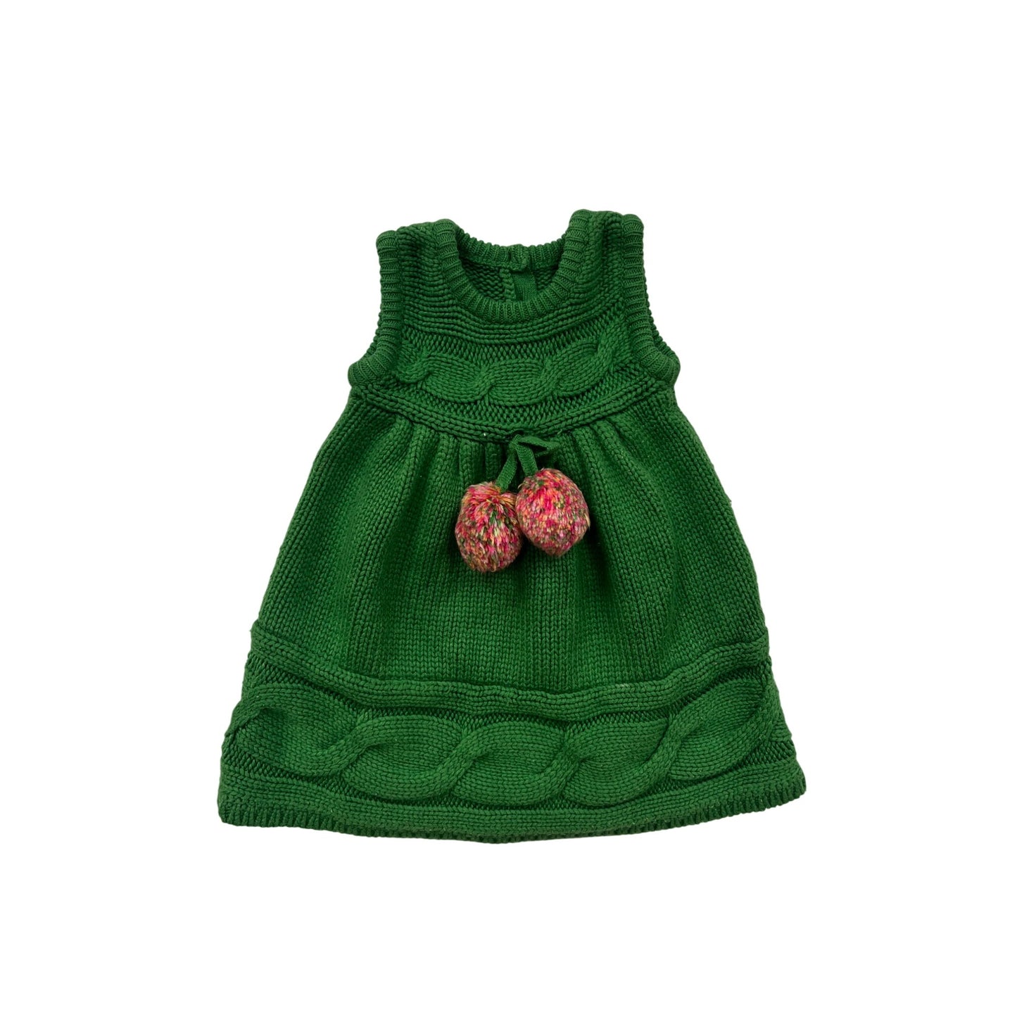 Gymboree Green Baby Girl Knitted Dress With Pom Pom Details #6249