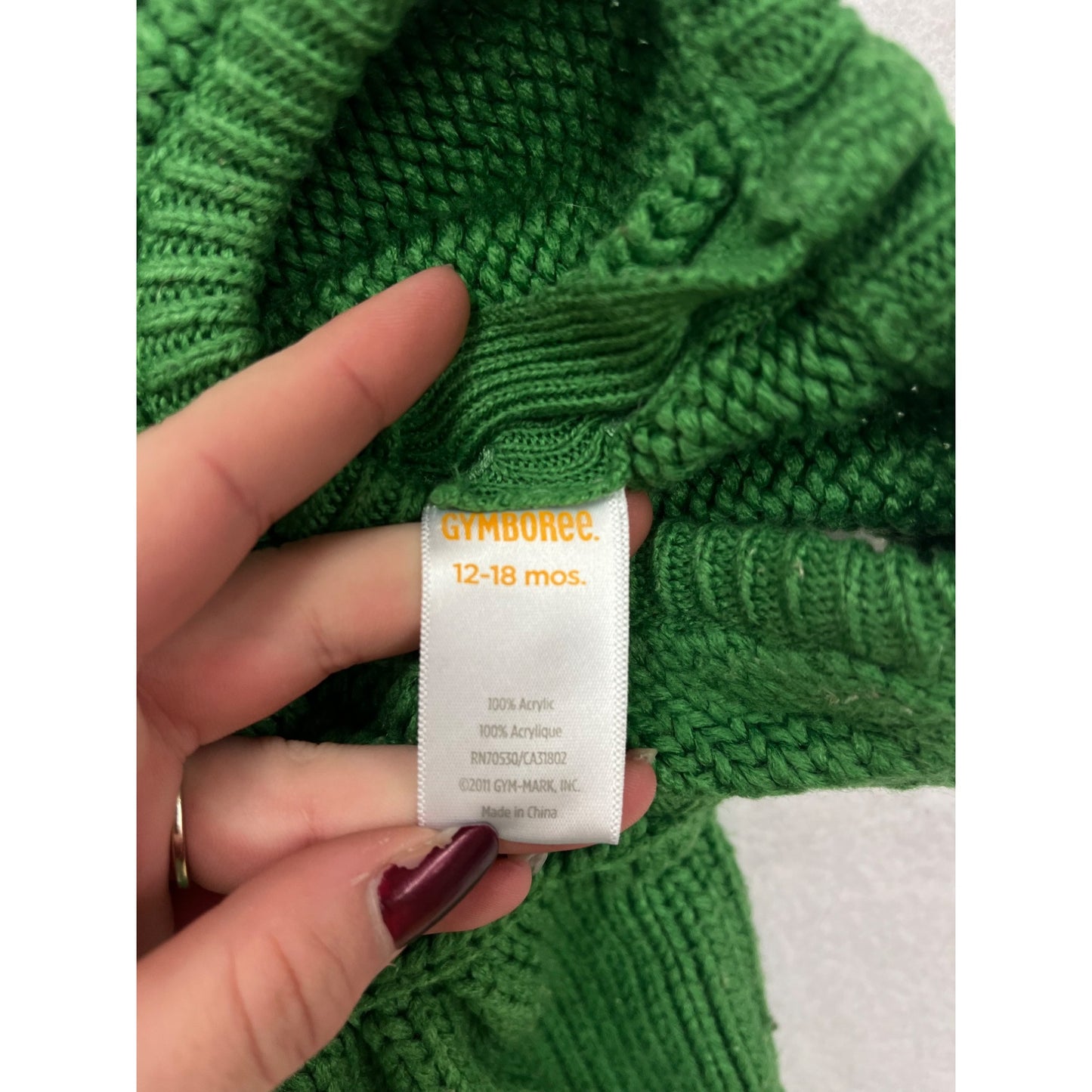 Gymboree Green Baby Girl Knitted Dress With Pom Pom Details #6249