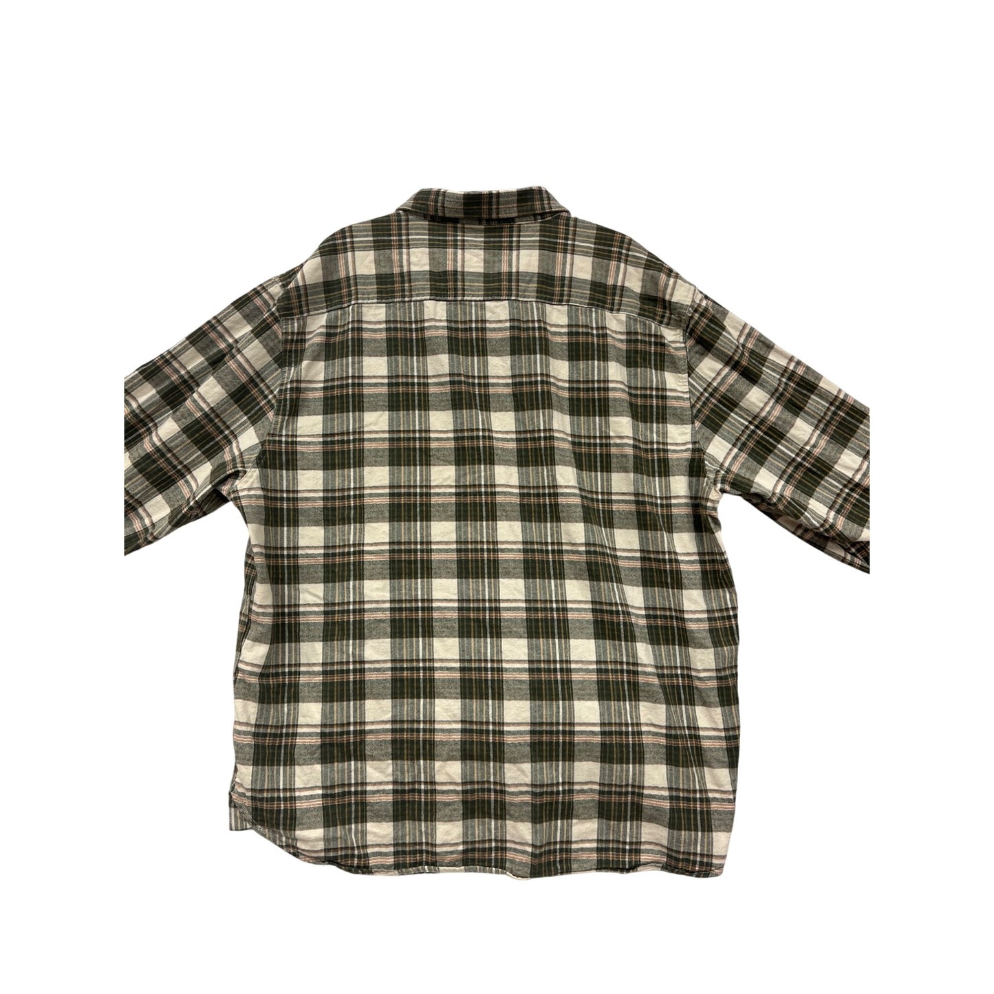 Techstyles Mens 2XL Plaid Button-Up Shirt Green & Beige #6962