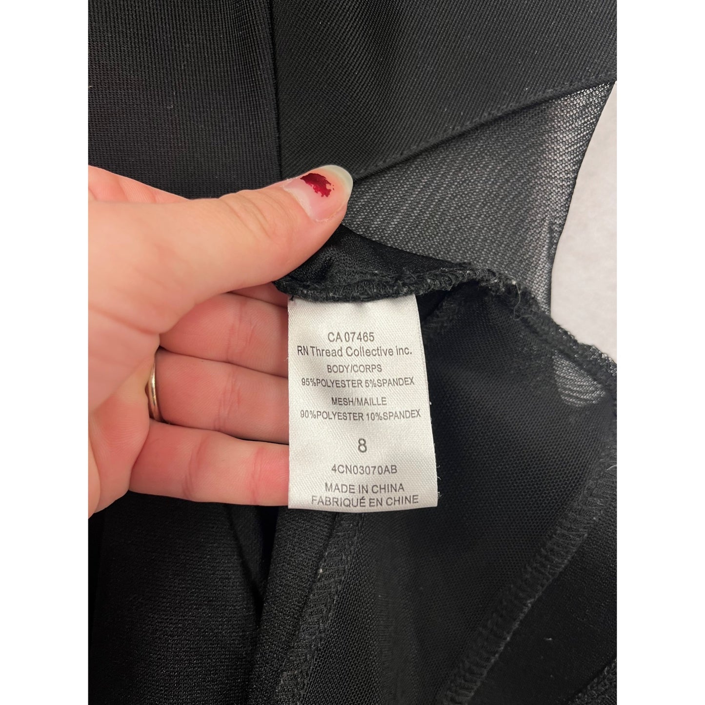 A.B.S Collection Womens Size 8 Black Sheer Panel Bodycon Dress #6402