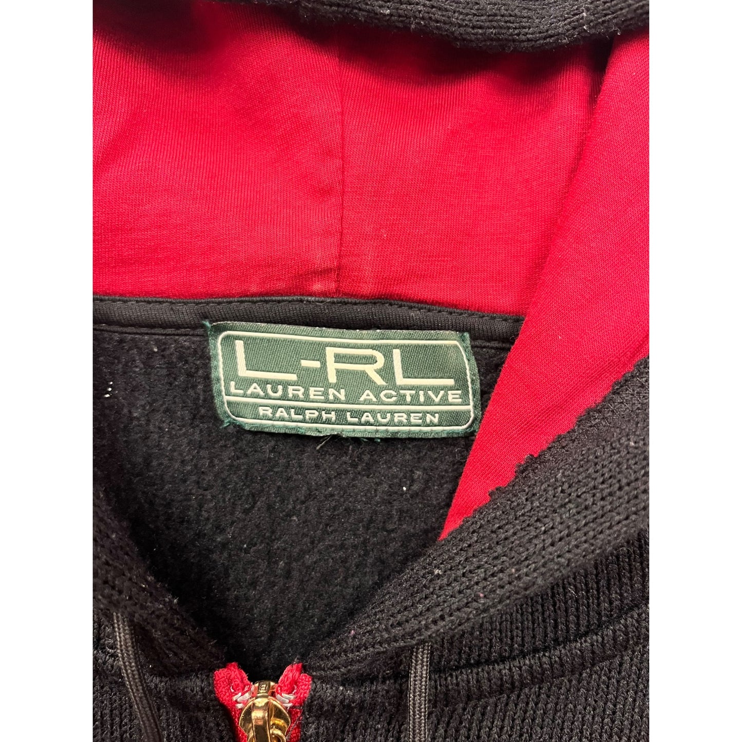Lauren Ralph Lauren Womens Black & Red Hooded Zip-Up Jacket With Pockets #6182