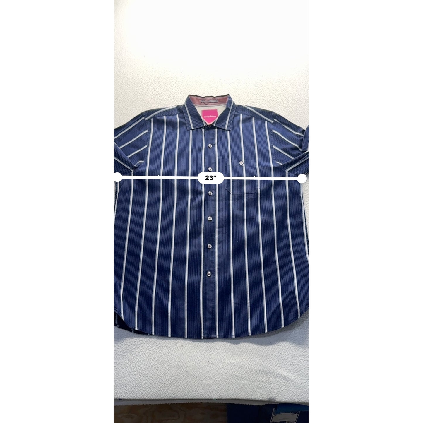 Tommy Bahama Mens Long Sleeve Navy Striped Button-Down Shirt #9980