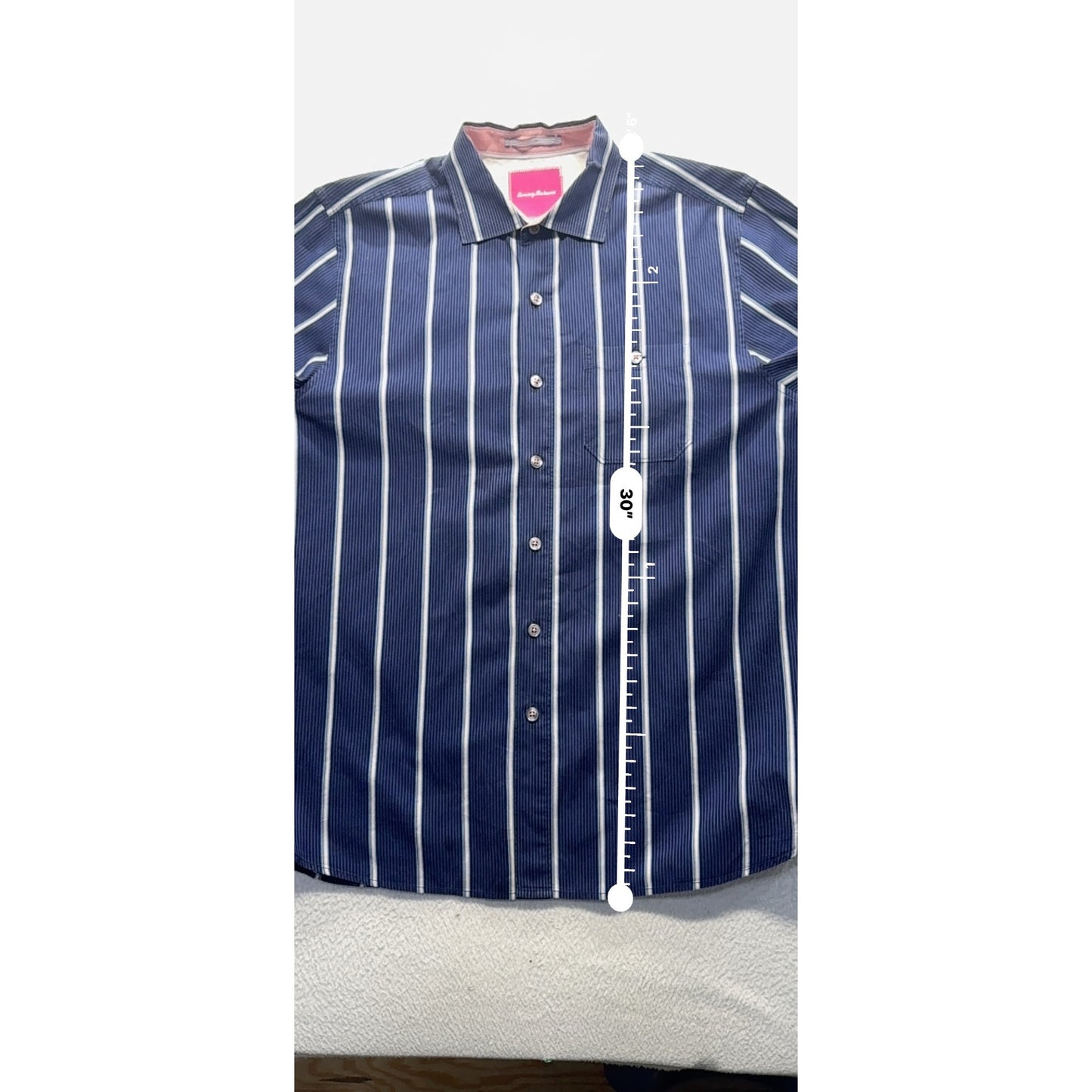 Tommy Bahama Mens Long Sleeve Navy Striped Button-Down Shirt #9980
