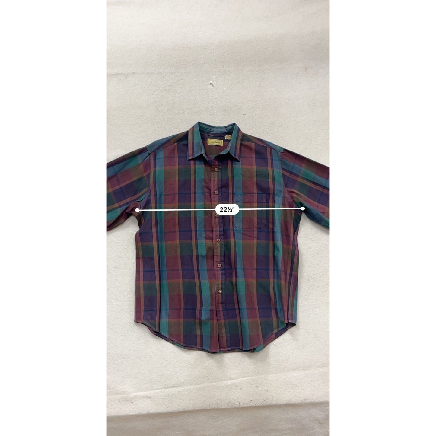 L.L. Bean Plaid Long-Sleeve Button-Up Shirt Size L #231A