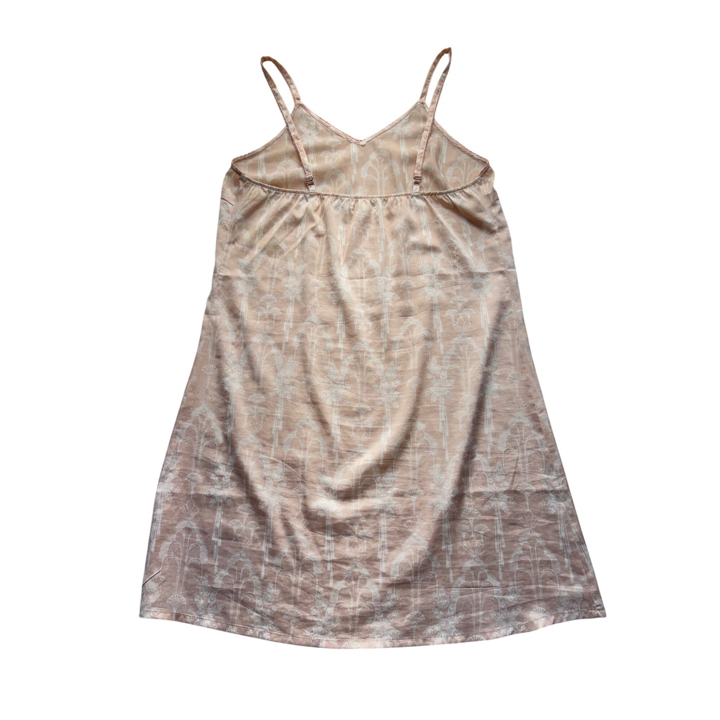 World Market Beige Floral Satin Slip Dress S/M #7825