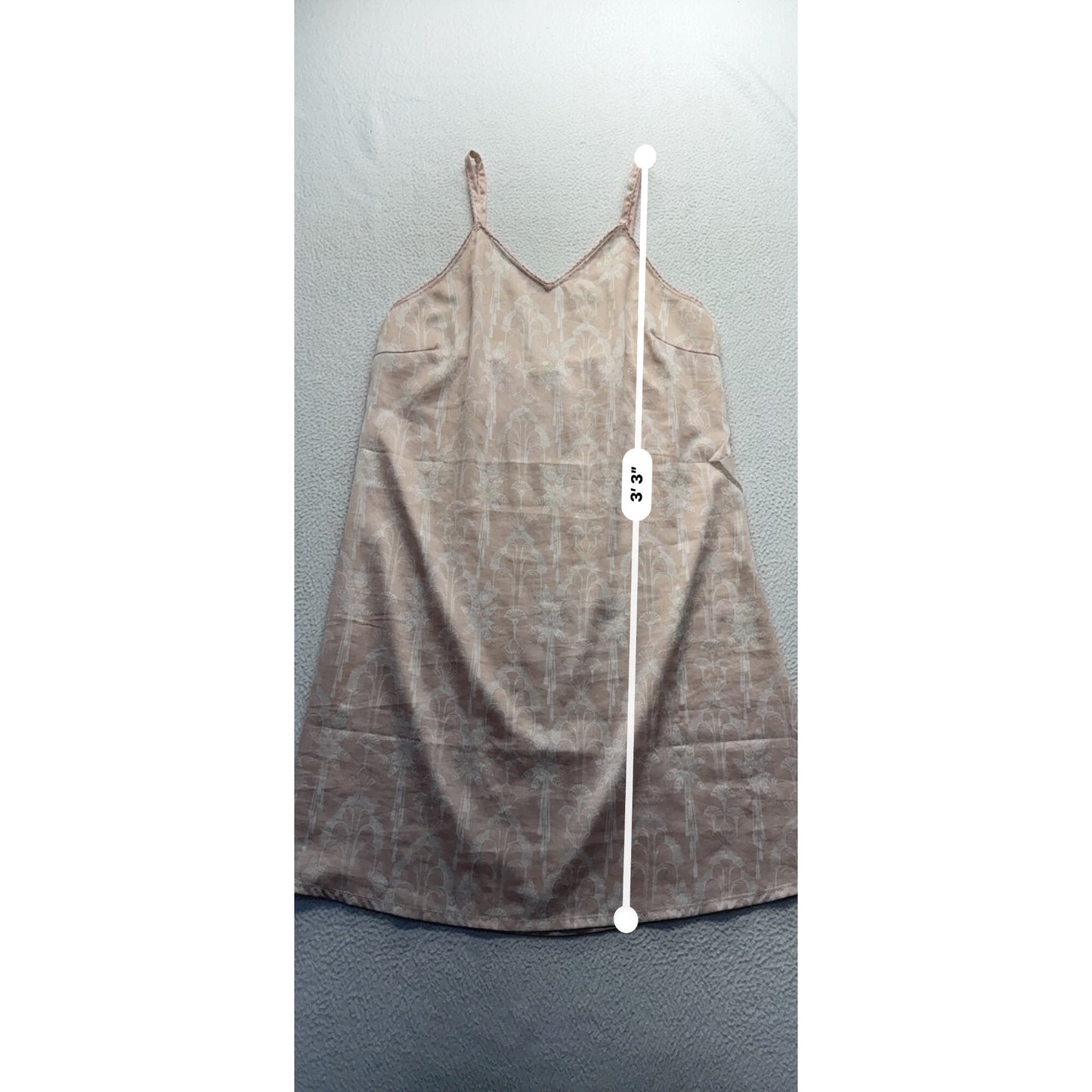 World Market Beige Floral Satin Slip Dress S/M #7825