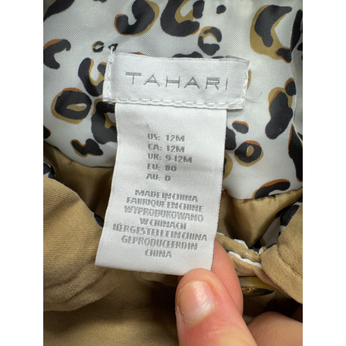 Tahari Infant Girls Trench Coat With Leopard Print Lining 12M Tan #7986