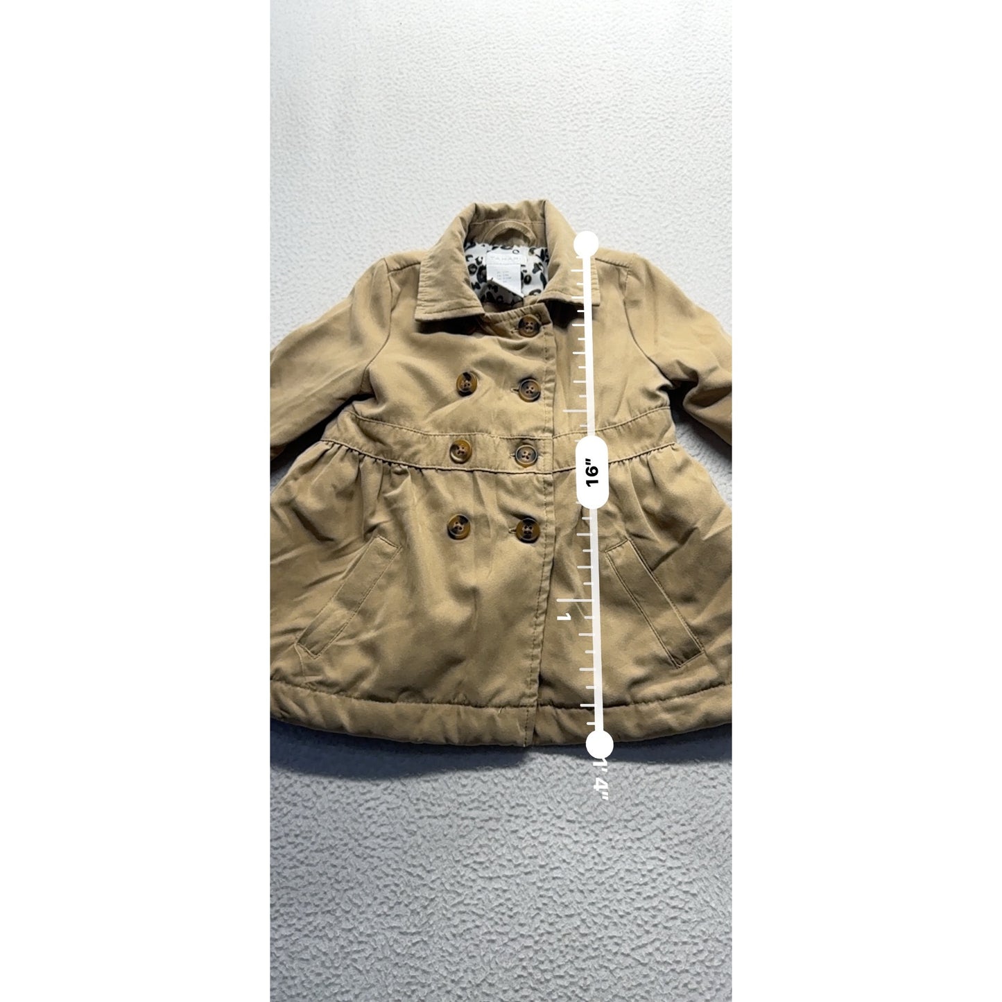 Tahari Infant Girls Trench Coat With Leopard Print Lining 12M Tan #7986