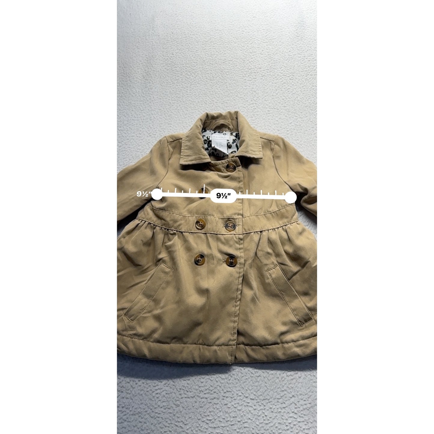 Tahari Infant Girls Trench Coat With Leopard Print Lining 12M Tan #7986