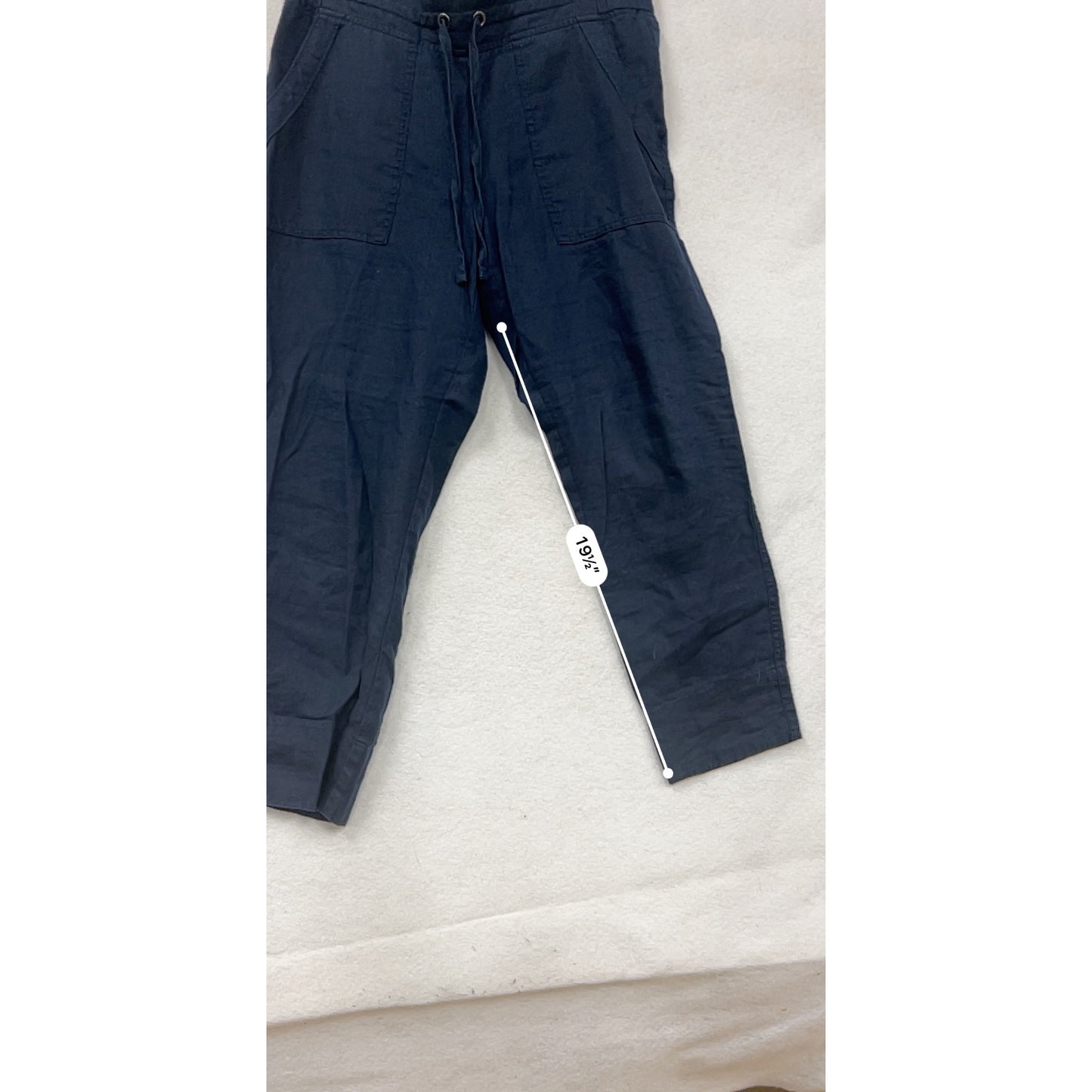 Athleta Navy Blue 100% Linen Drawstring Pants Size 6 #8618