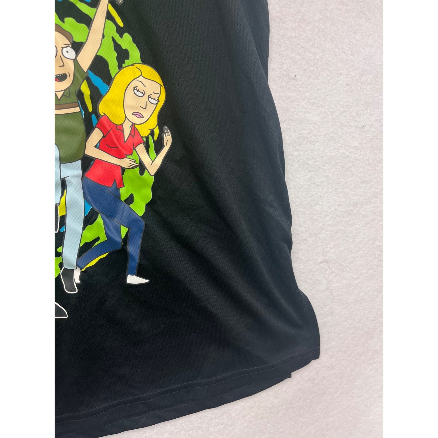 Rick & Morty Mens Medium Black Tank Top With Colorful Characters & C-137 Design Blue Trim #6762
