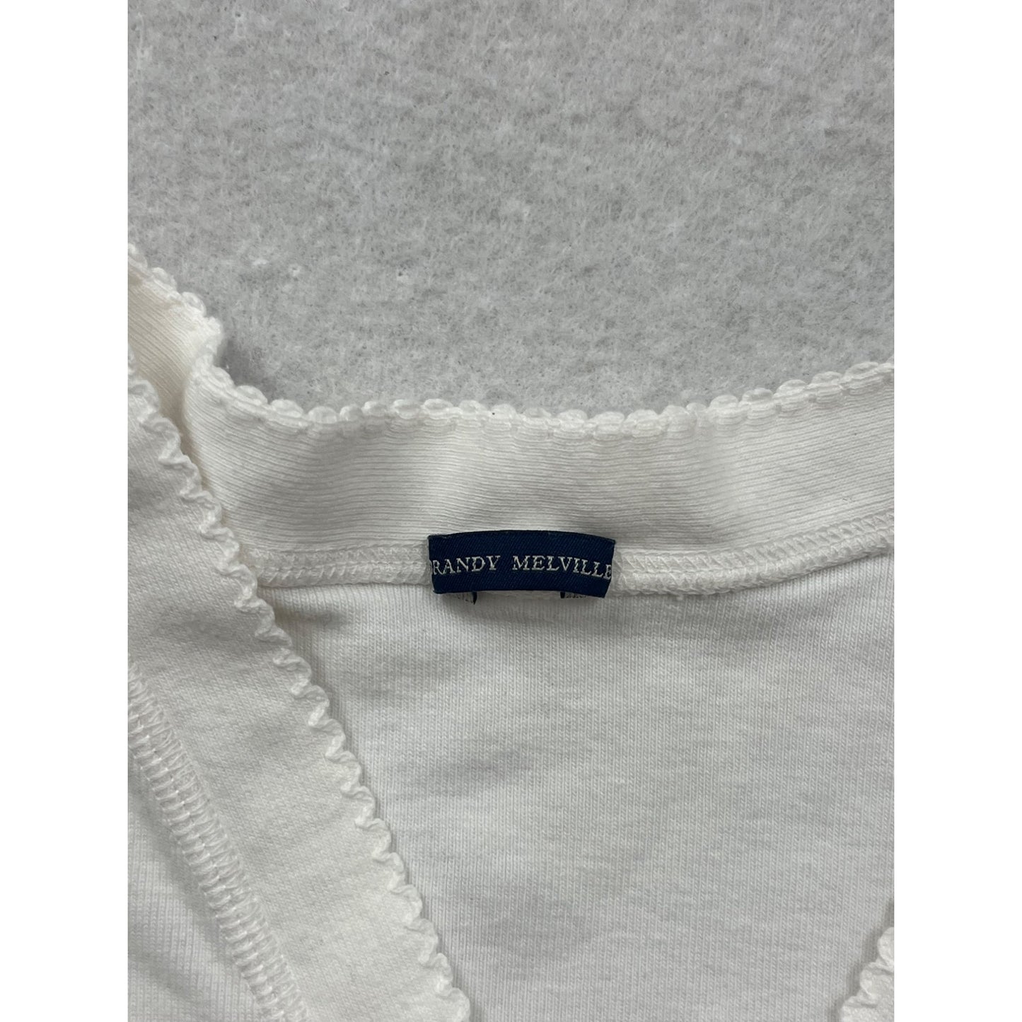 White Button-Up Cropped Short Sleeve Womens Top By Brandy Melville Size S #8264