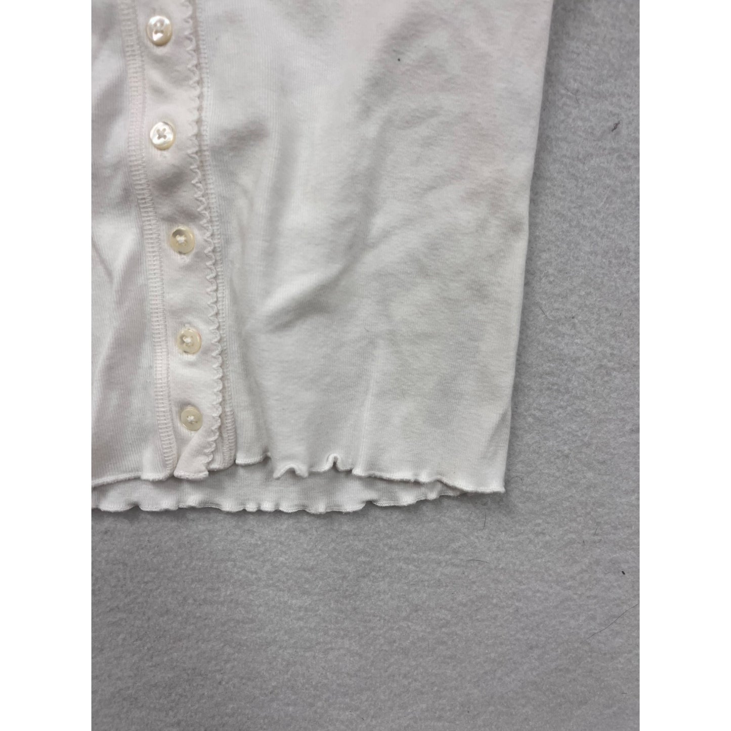 White Button-Up Cropped Short Sleeve Womens Top By Brandy Melville Size S #8264