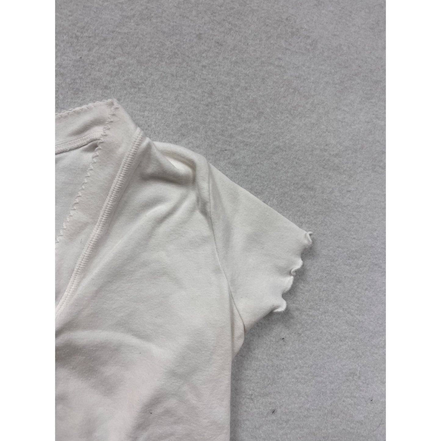 White Button-Up Cropped Short Sleeve Womens Top By Brandy Melville Size S #8264