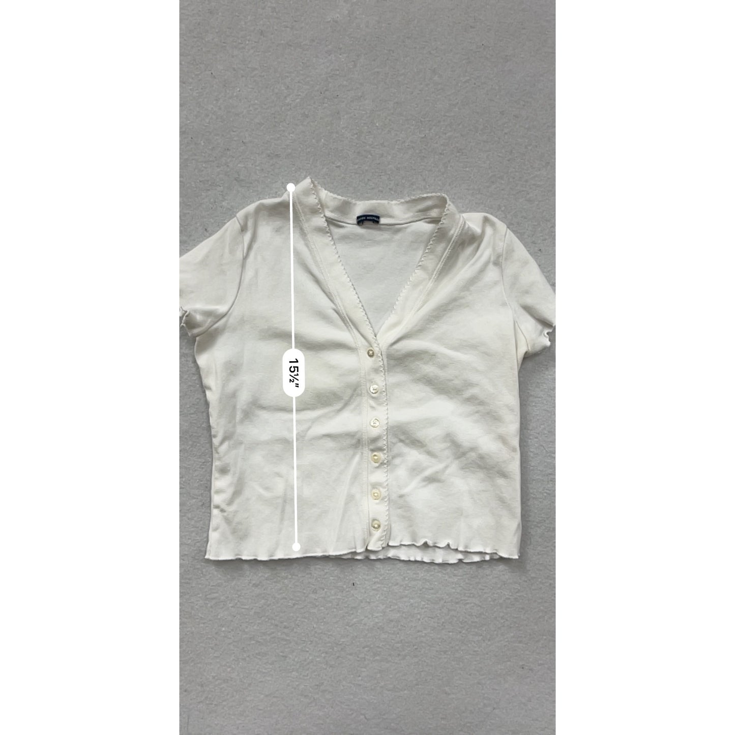 White Button-Up Cropped Short Sleeve Womens Top By Brandy Melville Size S #8264