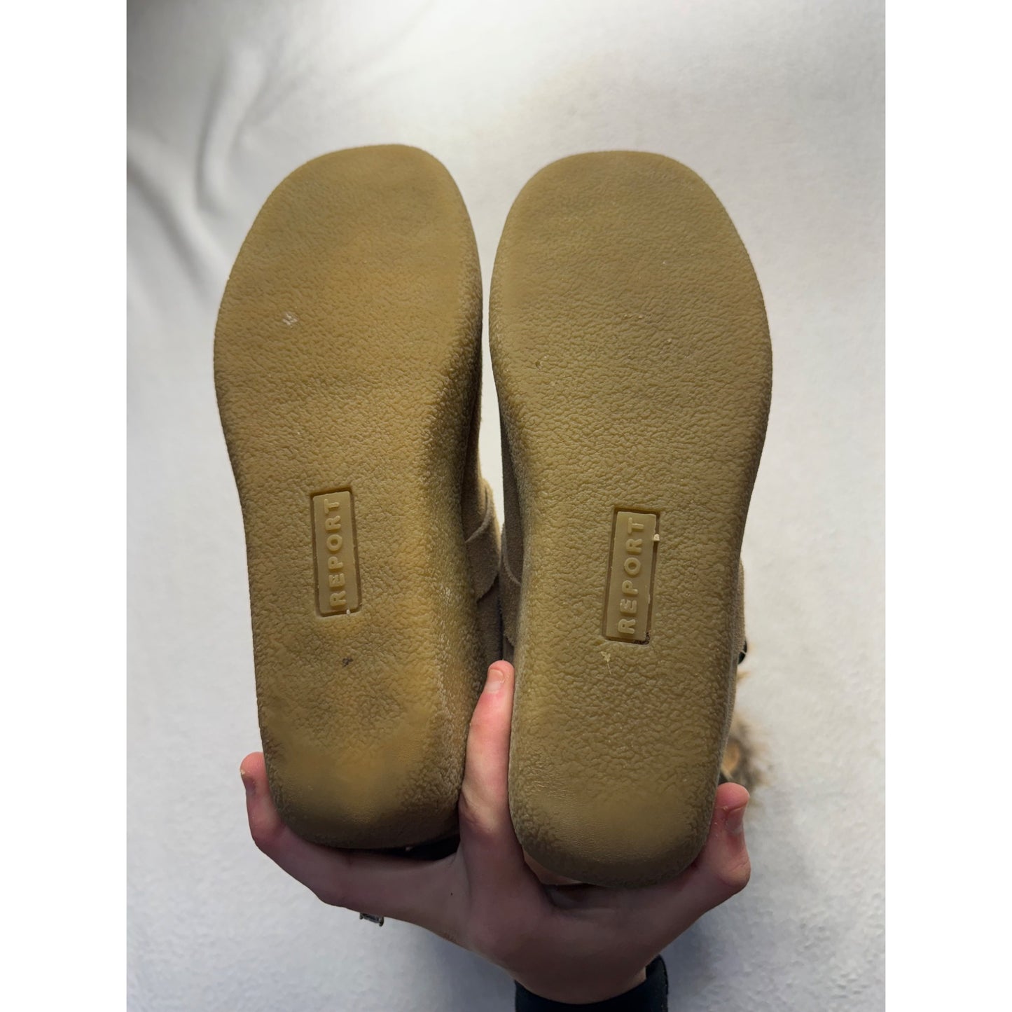 Report Tan Faux Fur-Trimmed Knee-High Wedge Boots #136B
