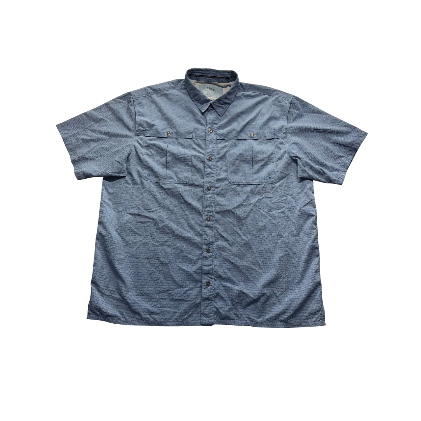 World Wide Sportsman Mens 2XL Short Sleeve Fishing Shirt Blue Plaid #7957
