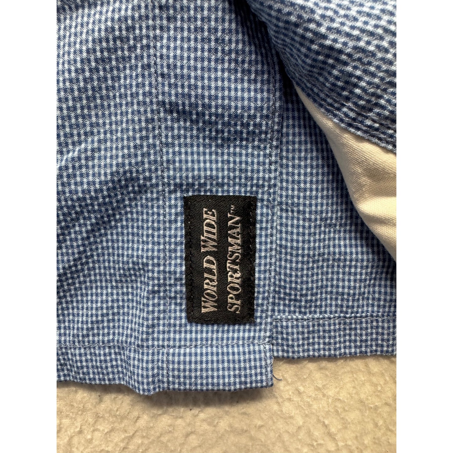 World Wide Sportsman Mens 2XL Short Sleeve Fishing Shirt Blue Plaid #7957
