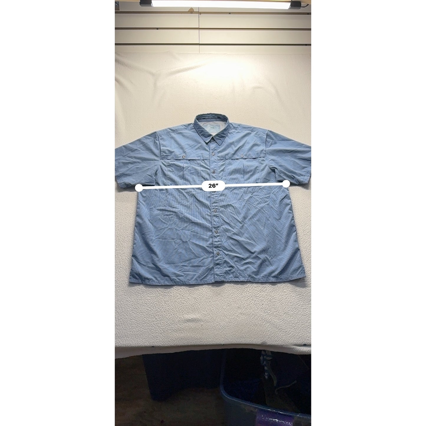World Wide Sportsman Mens 2XL Short Sleeve Fishing Shirt Blue Plaid #7957