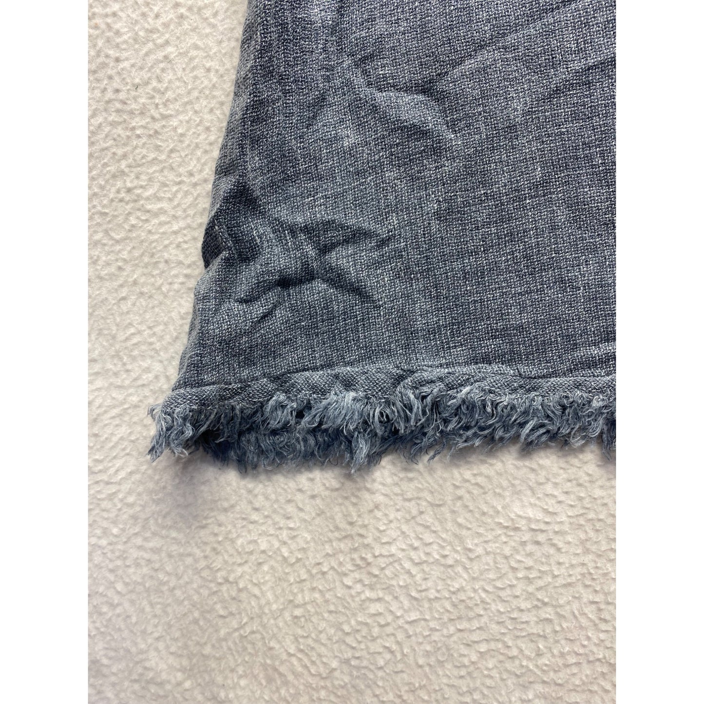 Flora Ashley Womens Blue Linen-Cotton Frayed Hem Sleeveless Top #7344