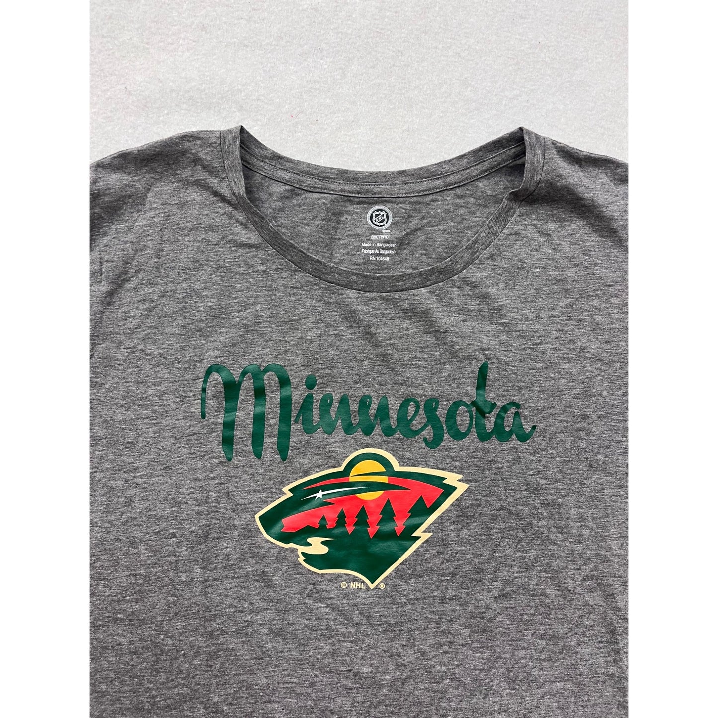 Minnesota Wild NHL Womens Gray Short-Sleeve T-Shirt 2XL #8266