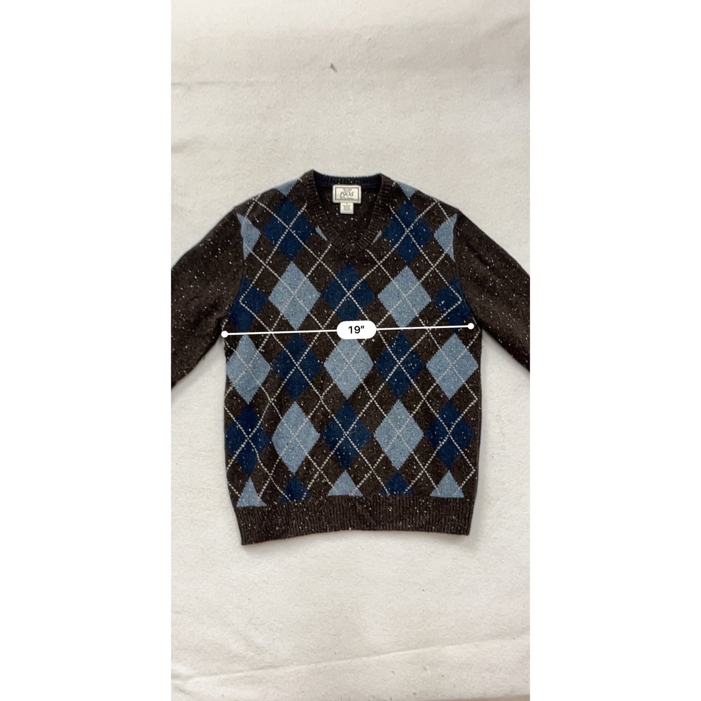 JOS. A. Bank Brown & Blue Argyle Wool Blend Sweater Medium #8824