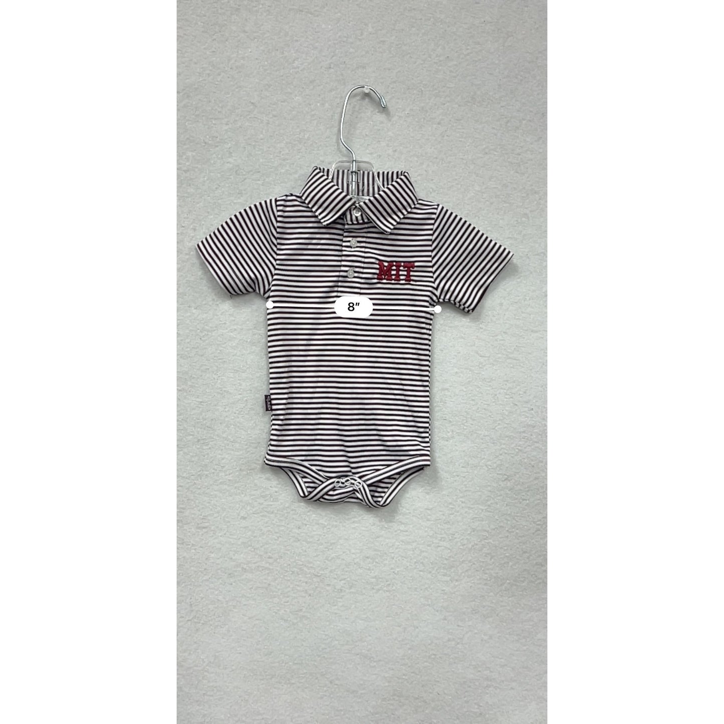 MIT Baby Bodysuit Striped Polo Style 3-6M Short Sleeve 100% Polyester #6668