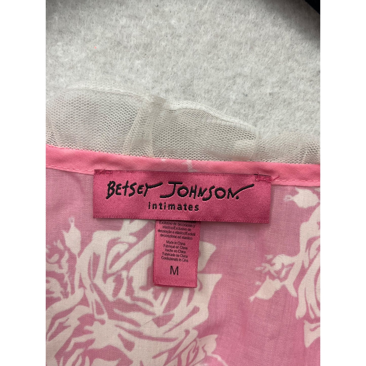 Betsey Johnson Intimates Pink & White Floral Sleeveless Babydoll Top M #8983