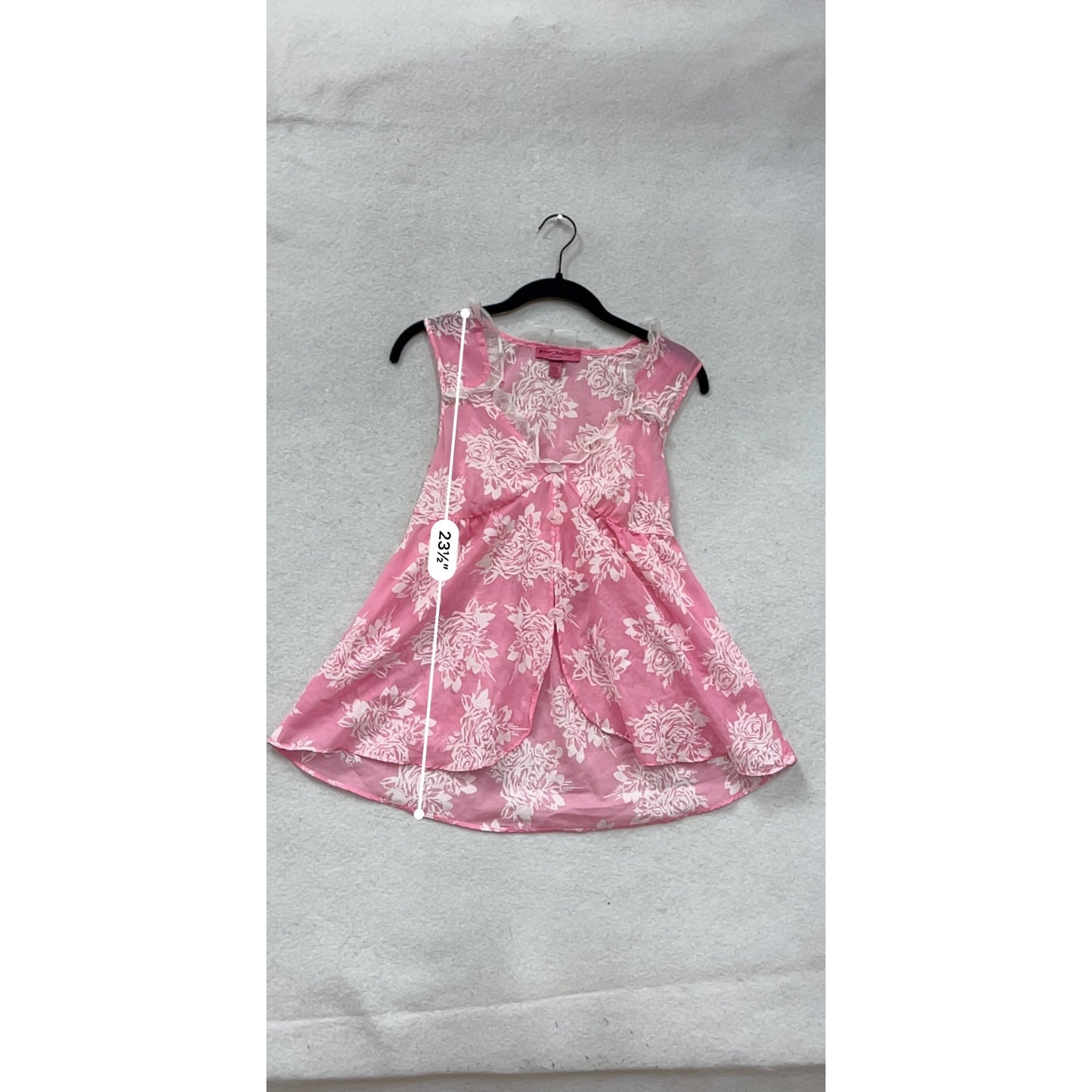 Betsey Johnson Intimates Pink & White Floral Sleeveless Babydoll Top M #8983