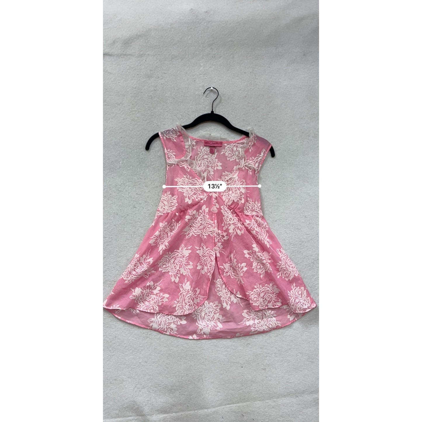 Betsey Johnson Intimates Pink & White Floral Sleeveless Babydoll Top M #8983