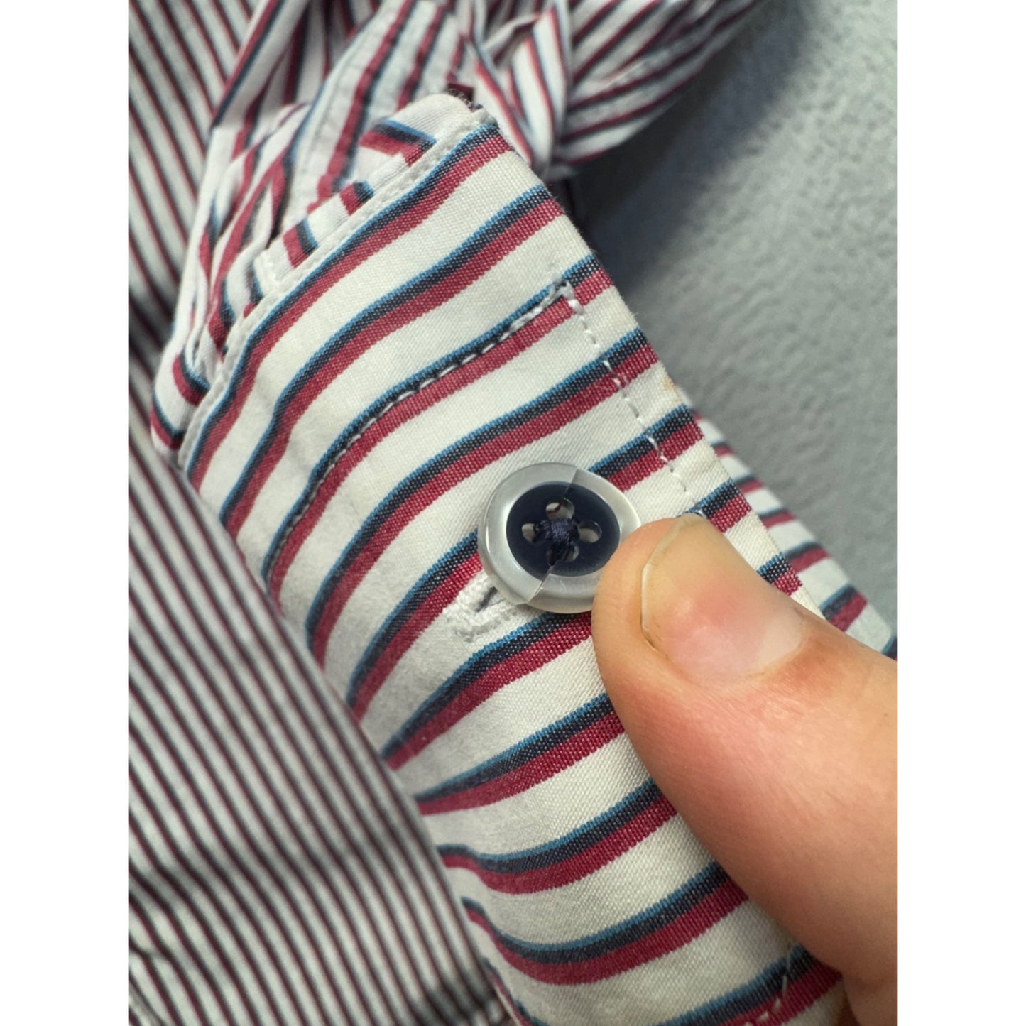 Striped Long Sleeve Button-Down Shirt Size L Cotton #9979