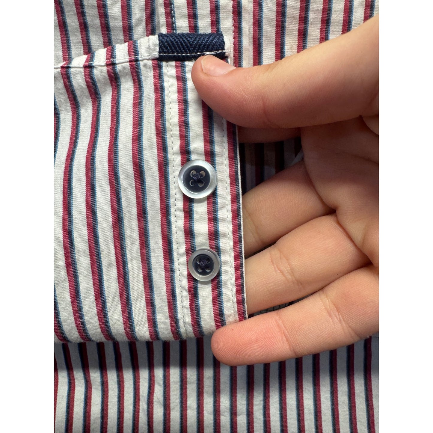 Striped Long Sleeve Button-Down Shirt Size L Cotton #9979