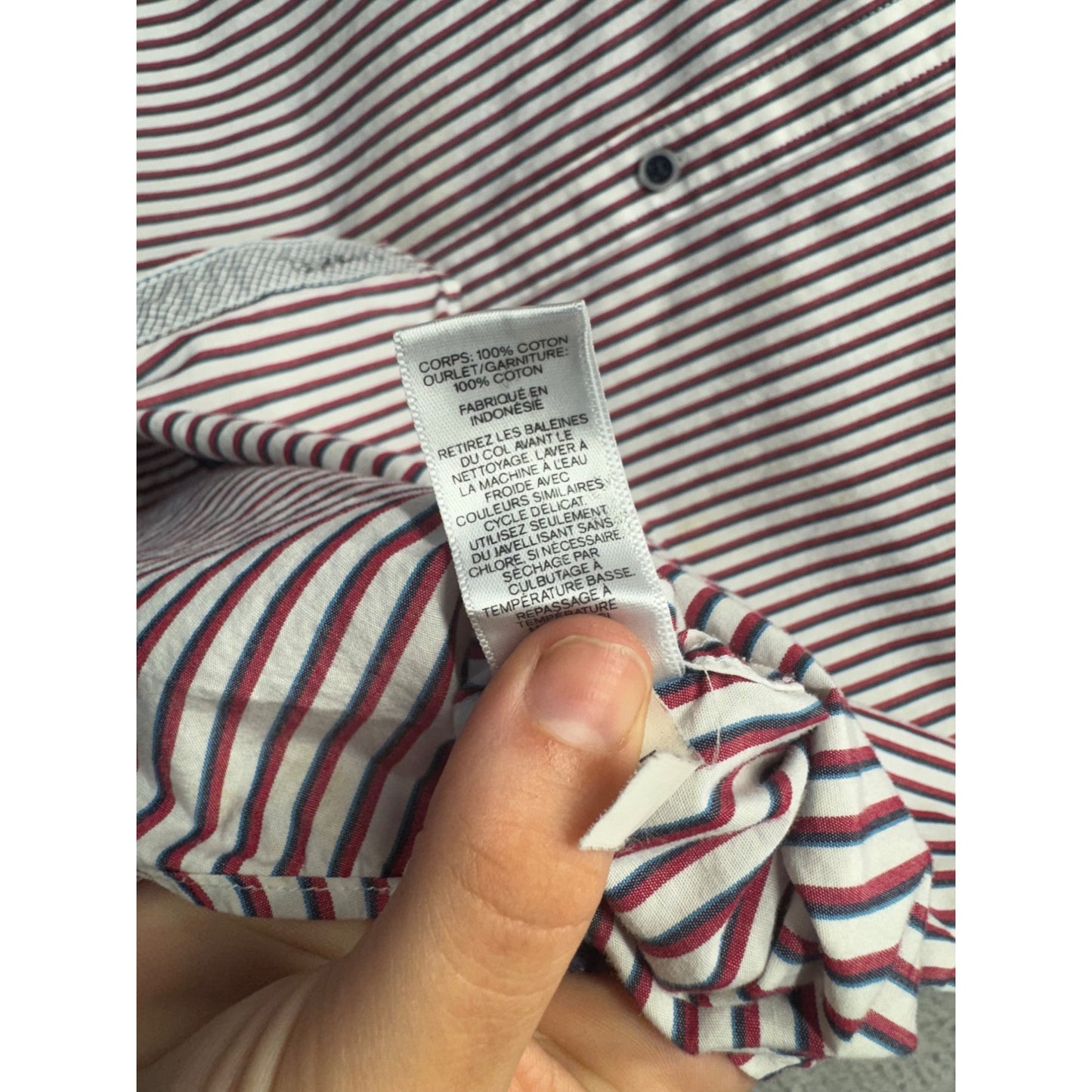 Striped Long Sleeve Button-Down Shirt Size L Cotton #9979