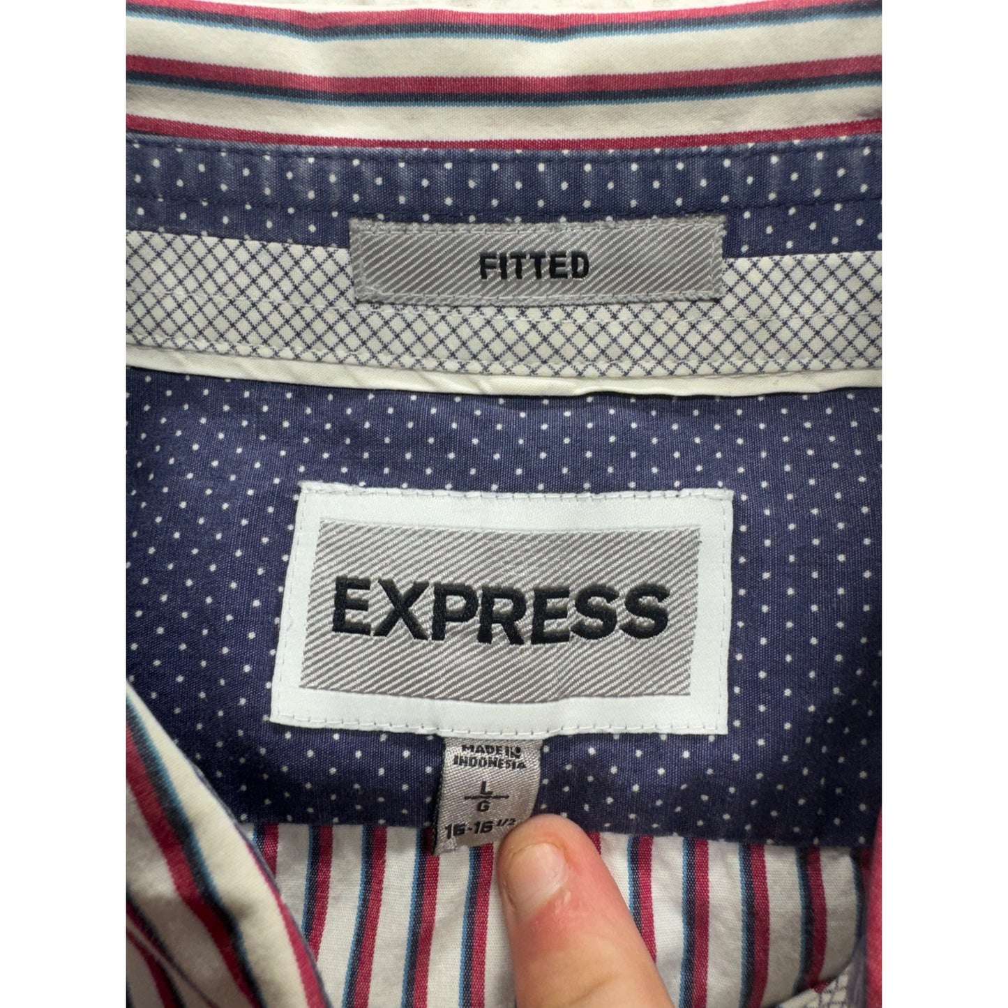 Striped Long Sleeve Button-Down Shirt Size L Cotton #9979
