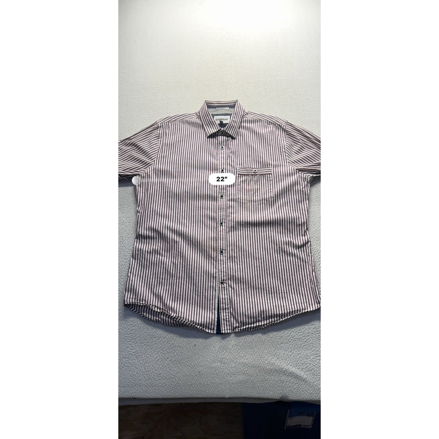 Striped Long Sleeve Button-Down Shirt Size L Cotton #9979