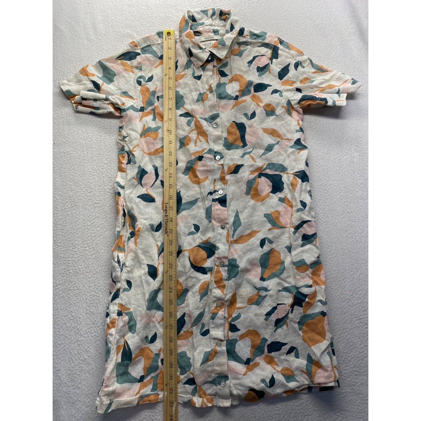 Rachel Zoe Womens Linen Floral Button-Down Shirt Dress #7349