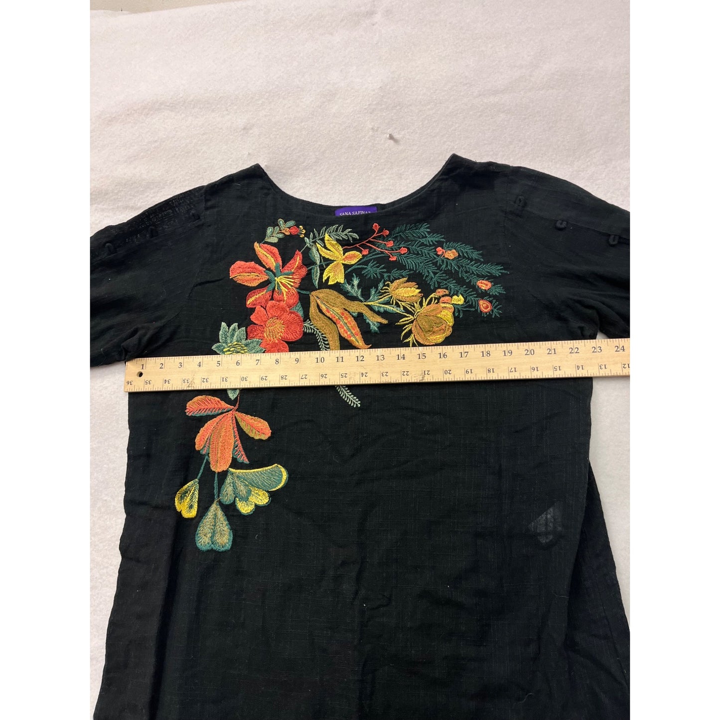 Sana Safinaz Womens Floral Embroidered Black Dress X-Large #6396
