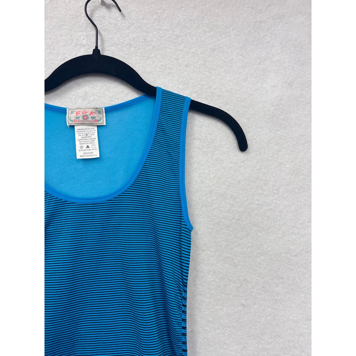 F&F Womens Striped Ruched Tank Dress In Bright Blue Athletic One Size #8013