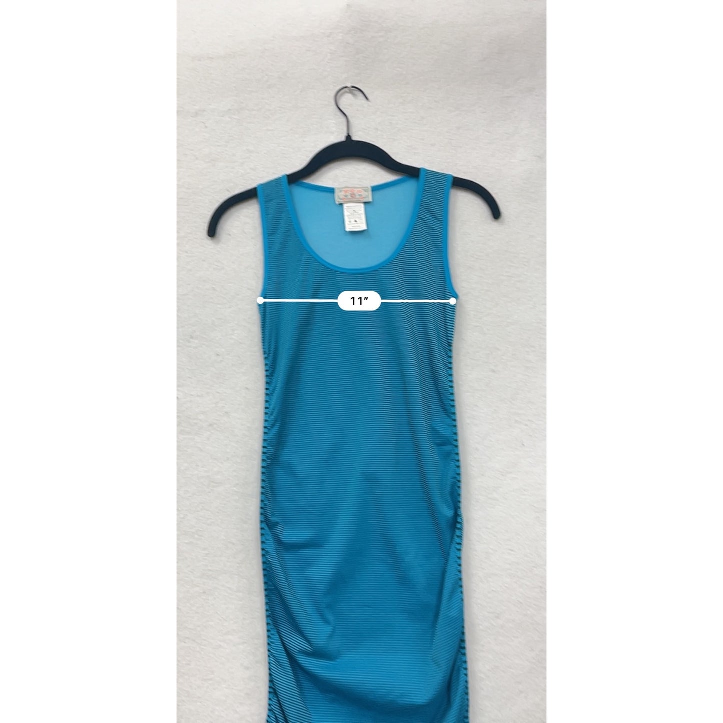 F&F Womens Striped Ruched Tank Dress In Bright Blue Athletic One Size #8013