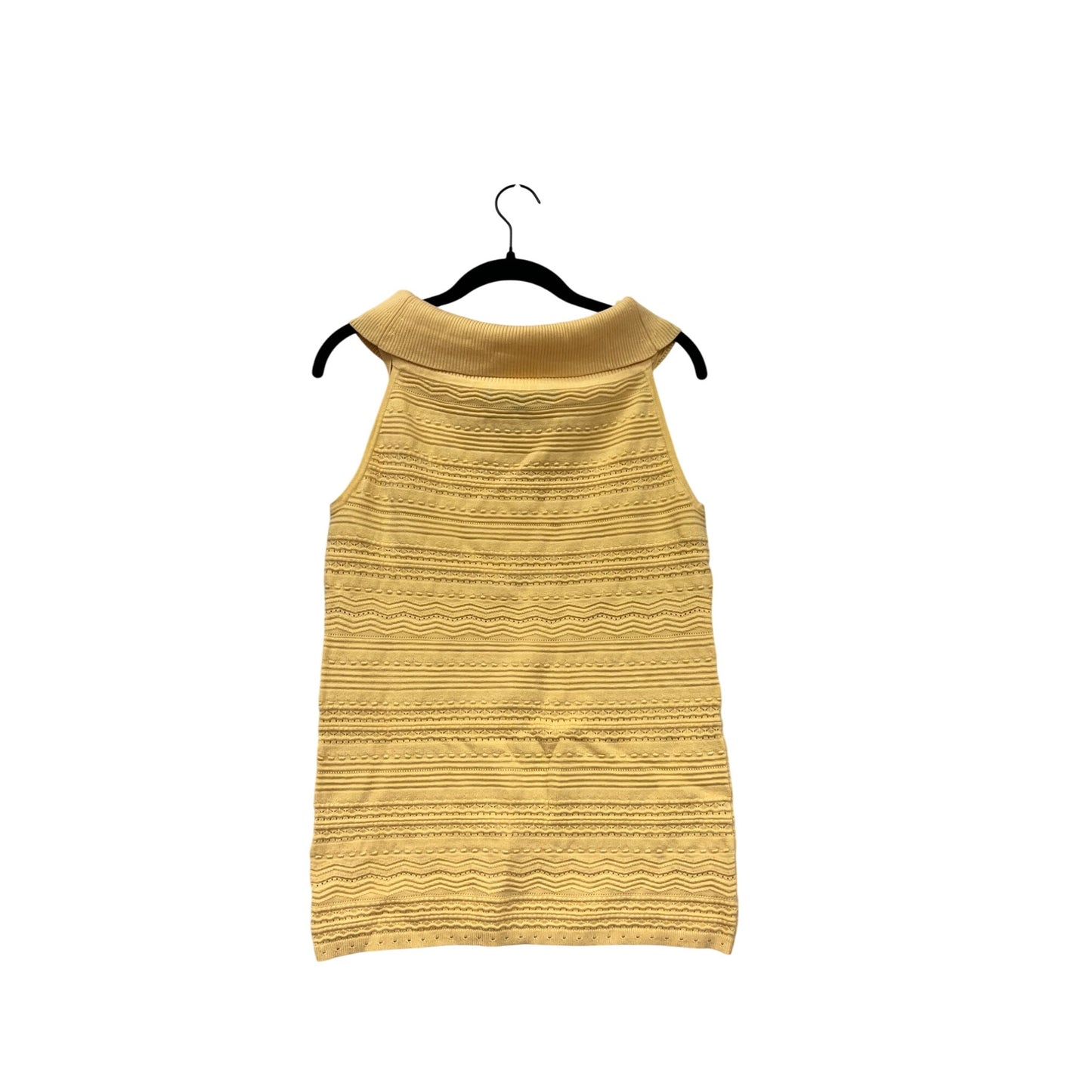 Yellow Sleeveless Textured Knit Cowl Neck Top Womens Medium #6628